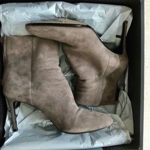 Prada 38.5 grey suede ankle bootie  heel